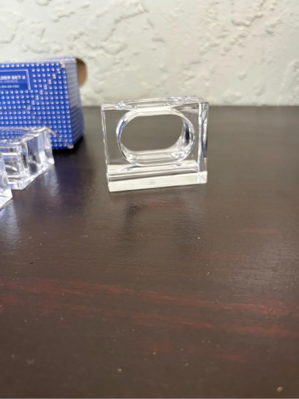 /vintage 2 sets of four Lillian Vernon clear lucite acrylic napkin ring holders